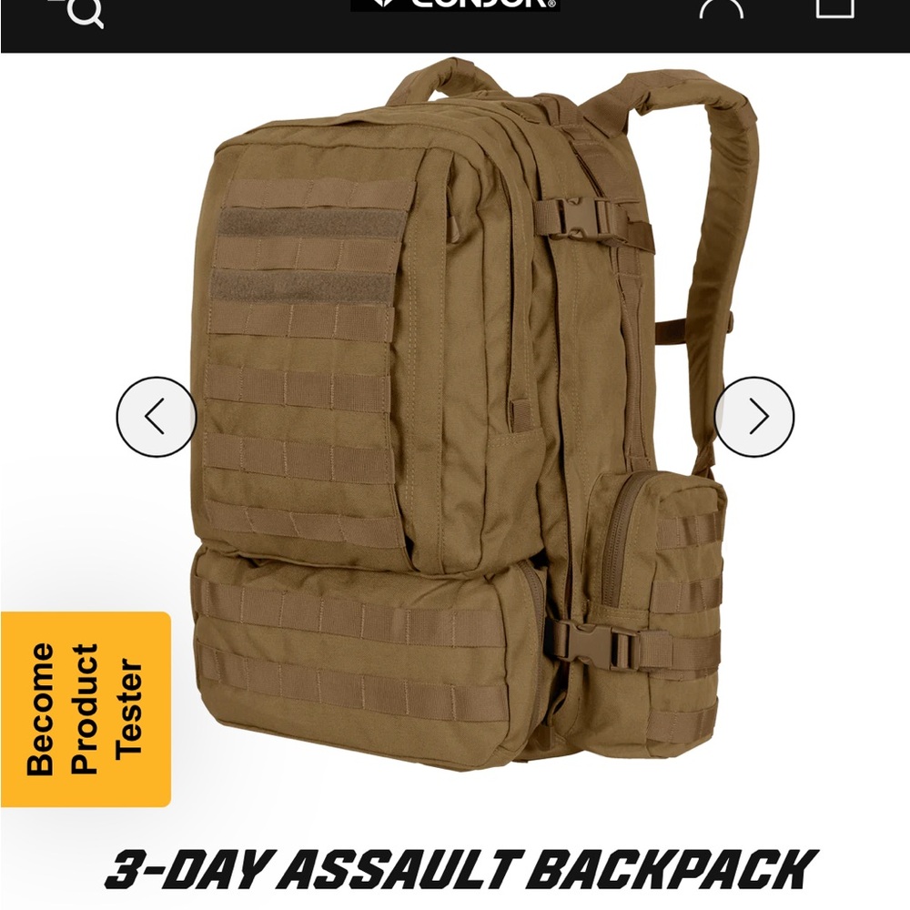 COPY - NWT Condor 3-DAY ASSAULT PACK in coyote brown